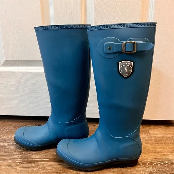 Kamik Jennifer Waterproof Tall Blue Rain Boots, Women’s Size 8 - Picture 2 of 7